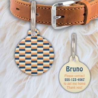 Design in three colors (blue, yellow, terracotta) huisdierpenning