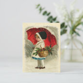Design Meisje met Kerstparaplu Feestdagenkaart (Staand voorkant)
