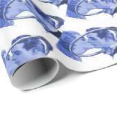 Design met de blauwe Verloving Ring-Tegel van Delf Cadeaupapier (Rol Hoek)