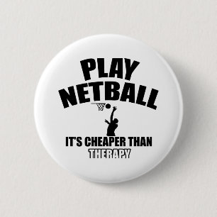 Design met een netball-speler ronde button 5,7 cm