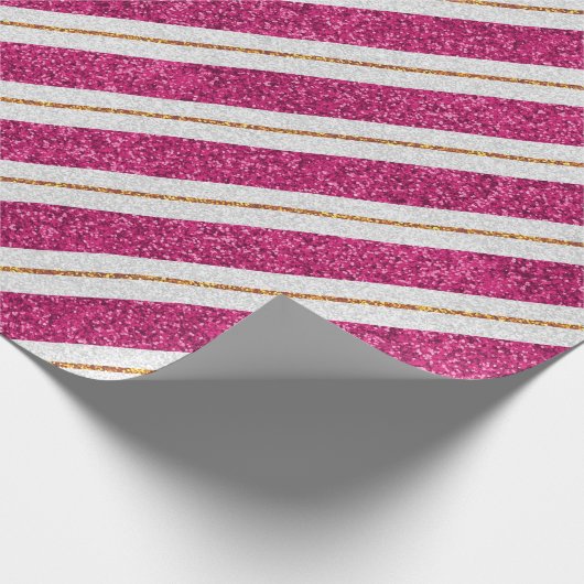 Design met glitterroze en goudlijnverpakking cadeaupapier (Hoek)