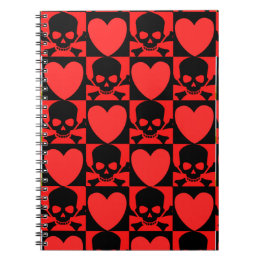 Design met Skulls en harten Terug naar school Notitieboek