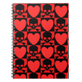 Design met Skulls en harten Terug naar school Notitieboek