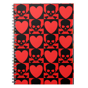 Design met Skulls en harten Terug naar school Notitieboek