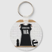 design netball zwart-wit sleutelhanger (Voorkant)