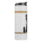 design netball zwart-wit thermosbeker (Gedraaid links)