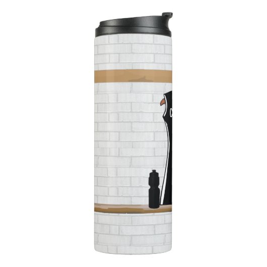 design netball zwart-wit thermosbeker (Gedraaid links)