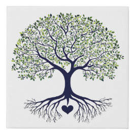 Design Oak Tree With Roots - Tree with Heart Roots Imitatie Canvas Print