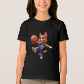 Design of a dog playing basketball Tri-Blend shirt (Voorkant)