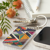 Design of triangles in vibrant colors with pattern sleutelhanger (Voorkant Rechts)