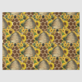 Design One van de zonnebloem- en bijenreeks Tissuepapier