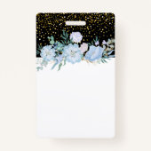 Design Own Blue Floral Business of Event Stationer Badge (Achterkant)