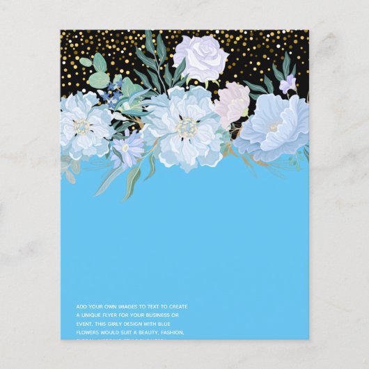 Design Own Blue Floral Event Business Stationery Flyer (Voorkant)