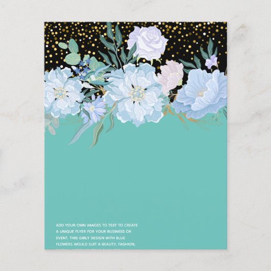 Design Own Blue Floral Event Business Stationery Flyer (Voorkant)