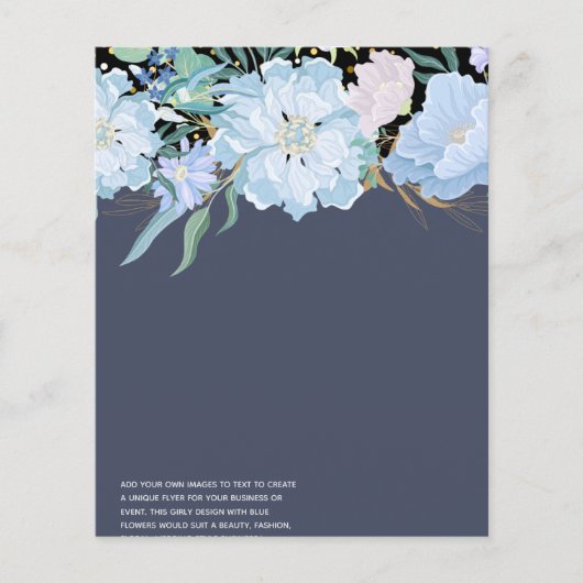 Design Own Blue Floral Event Business Stationery Flyer (Voorkant)