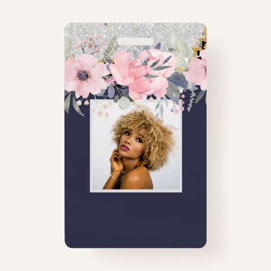 Design Own Girly Pink Floral Stationery Badge (Voorkant)