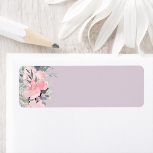 Design Own  Girly Pink Floral Stationery Etiket (Insitu)