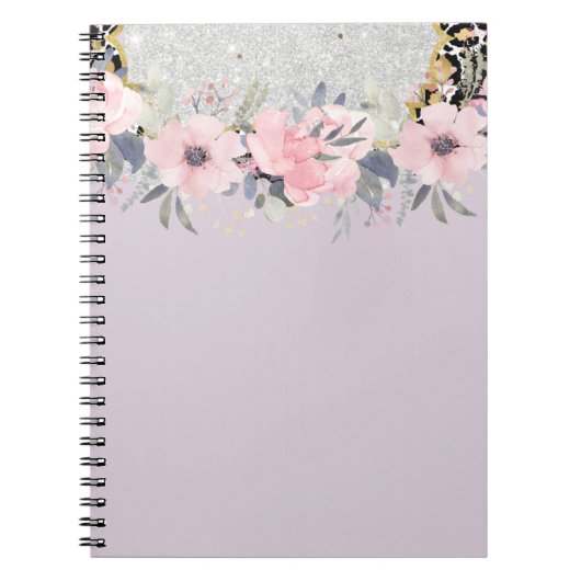 Design Own  Girly Pink Floral Stationery Notitieboek (Voorkant)
