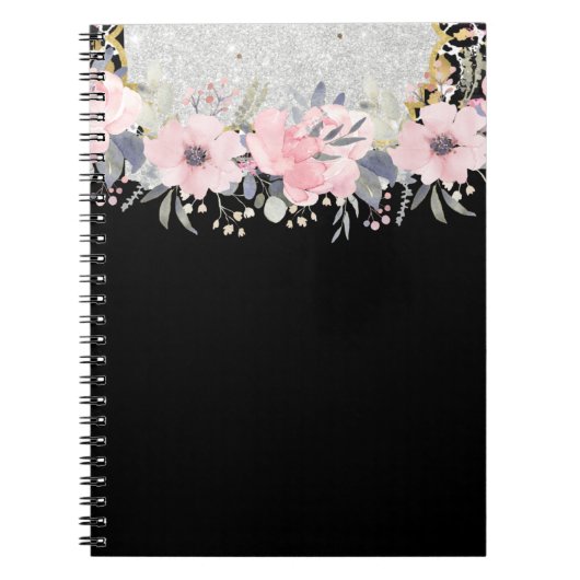 Design Own  Girly Pink Floral Stationery Notitieboek (Voorkant)