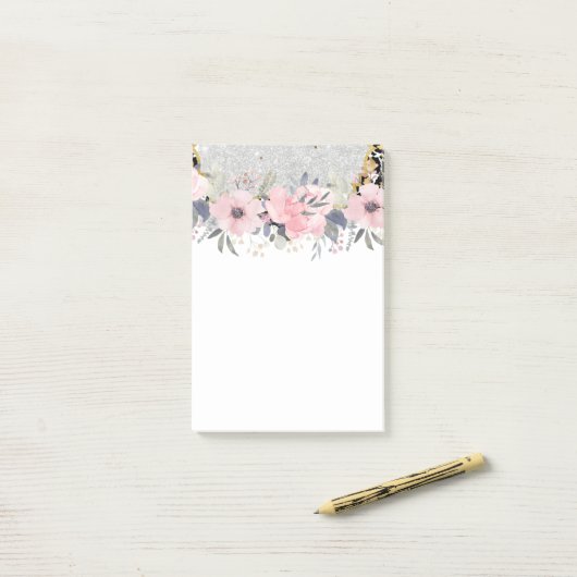 Design Own  Girly Pink Floral Stationery Post-it® Notes (Op bureau)