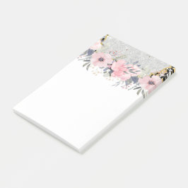 Design Own  Girly Pink Floral Stationery Post-it® Notes