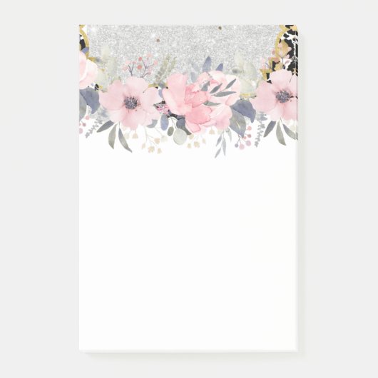 Design Own  Girly Pink Floral Stationery Post-it® Notes (Voorkant)