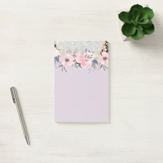 Design Own Girly Pink Floral Stationery Post-it® Notes (Kantoor)