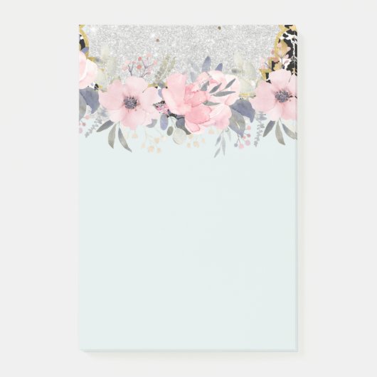 Design Own  Girly Pink Floral Stationery Post-it® Notes (Voorkant)