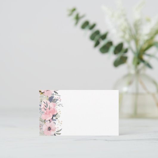 Design Own  Girly Pink Floral Stationery Visitekaartje (Staand voorkant)