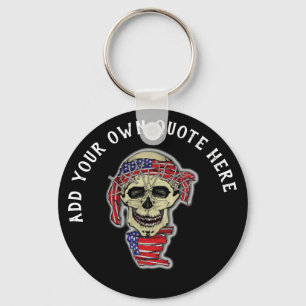 Design Own Gothic Skull American Flag Sleutelhanger