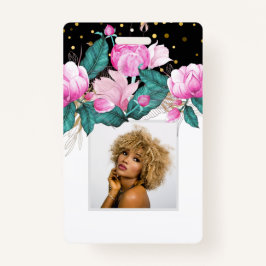 Design Own Pink Floral Event Business Stationery Badge