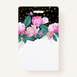 Design Own Pink Floral Event Business Stationery Badge
