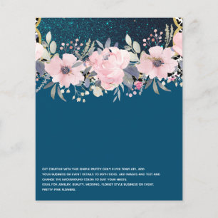 Design Own Pink Floral Event Business Stationery Flyer