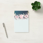 Design Own Stationery Girly Flowers Blue Glitter Post-it® Notes (Kantoor)