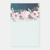 Design Own Stationery Girly Flowers Blue Glitter Post-it® Notes (Voorkant)