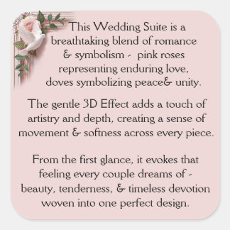 Design Pink Roses & Doves Vierkante Sticker