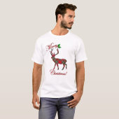 design Pset Pattern Deer Merry Kerstmis T-shirt (Voorkant volledig)