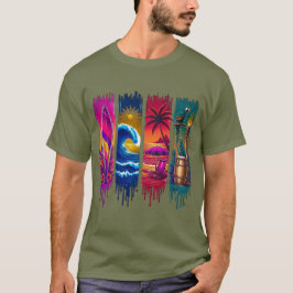 Design Surf en Strand Tropische Elementen Druppel  T-shirt
