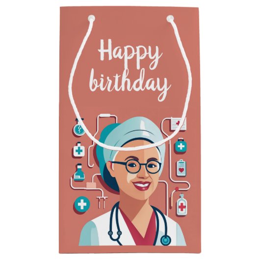 design sympa pour l'anniversaire d'une infirmière klein cadeauzakje (Achterkant)