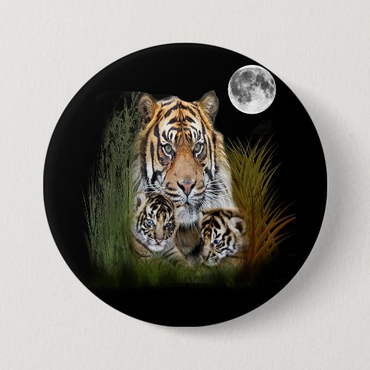 design tijger en cubs ronde button 7,6 cm (Voorkant)