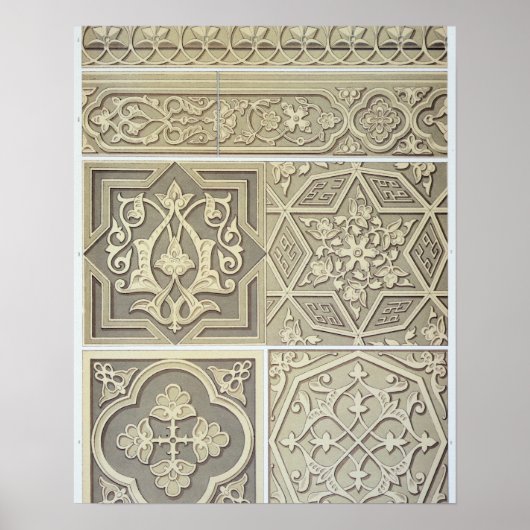 Design van Arabische tegels (kleurenlitho) Poster (Voorkant)