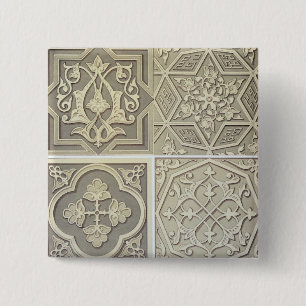 Design van Arabische tegels (kleurenlitho) Vierkante Button 5,1 Cm