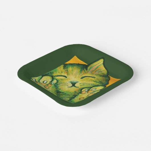 Design van groene katurday Art met keukens Papieren Bordje (Gebogen)