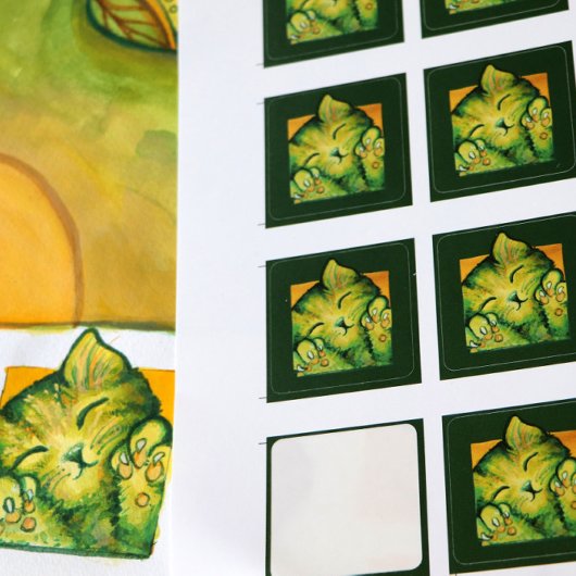 Design van groene katurday Art met keukens Vierkante Sticker