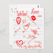 Design van het Briefkaart Gina Love Doodles (Voorkant / Achterkant)