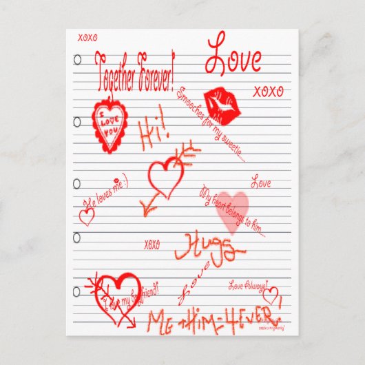 Design van het Briefkaart Gina Love Doodles (Voorkant)