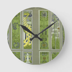 Design van het paneel, bord III van "Modern Orname Ronde Klok