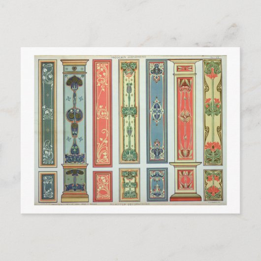 Design van het paneel, bord XII van "Modern Orname Briefkaart (Voorkant)