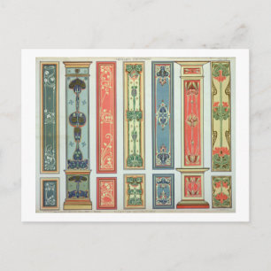 Design van het paneel, bord XII van "Modern Orname Briefkaart