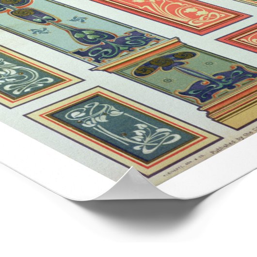 Design van het paneel, bord XII van "Modern Orname Poster (Hoek)